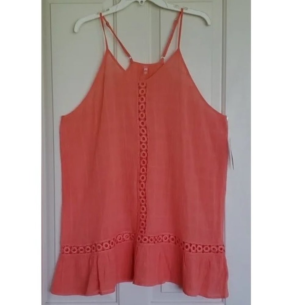 Womens Wave Zone Coral Gauzy Swim Coverup Size L/XL 2X/3X  100% Cotton NWT